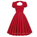 Белль вы можете остановить поиски, с коротким рукавом Выдолбленные назад puff рукавом Ретро старинные 50s Красный вечернее платье BP000184-2